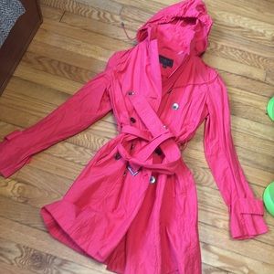 Cole Haan Cherry Red Rain Jacket XS